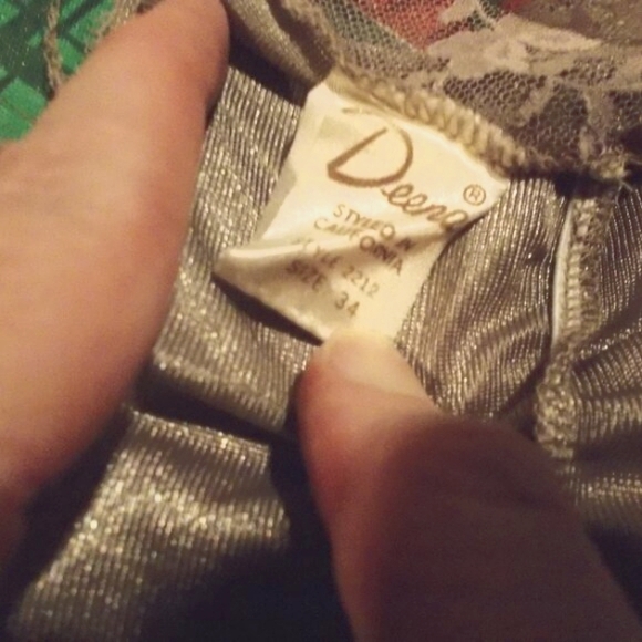 Vintage dark taupe camisole in lace and shiny fabric, sz. 34/S - Picture 3 of 3